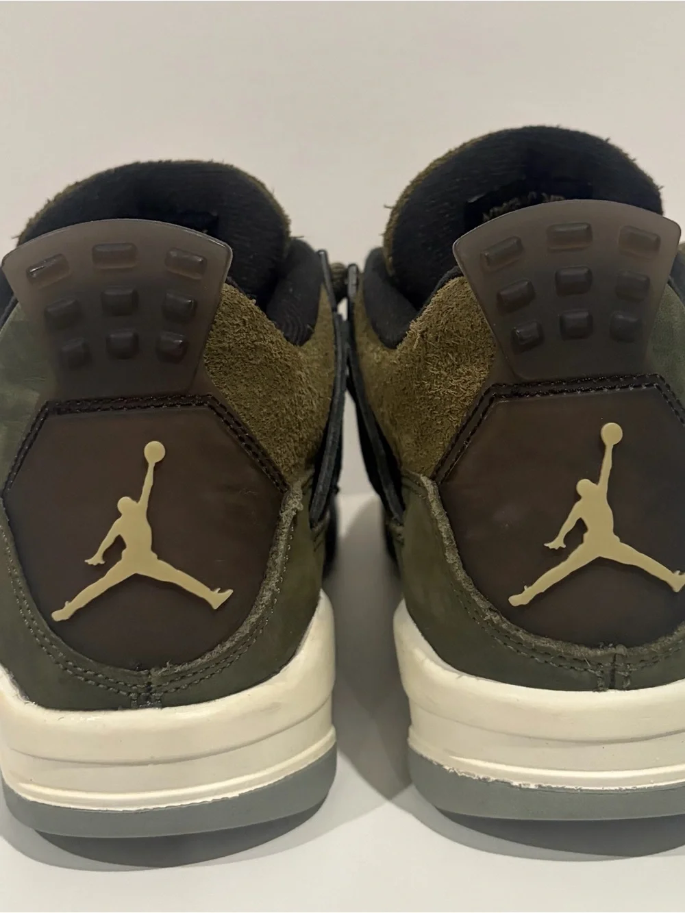 Air Jordan 4 Retro Olive Green Suede Basketball Sneakers 5 Youth